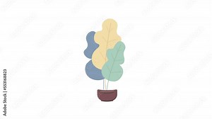 Animated health houseplant object. Cultivating exotic plants at home. Full sized flat item on white background with alpha channel transparency. Colorful cartoon style HD video footage for animation