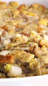 13K views · 216 reactions | We love cornbread dressing in the South and this easy Southern sausage cornbread stuffing recipe includes tender sausage baked with homemade cornbread and veggies and seasoned with chicken stock and sage. Recipe: https://www.southernplate.com/sausage-cornbread-stuffing/ | Southern Plate | Facebook