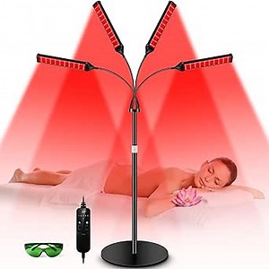 Red Light Therapy for Face Body, Led Red Infrared Light Therapy Lamp 4 Head with Adjustable Stand 660nm Red-Light& 850nm Infrared Light Therapy Timer with Digital Display Device for Body Skin Care