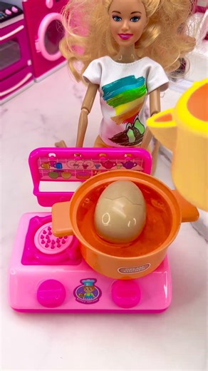Satisfying With Unboxing Barbie Princess Pink Kitchen Cooking Toys, ASMR Video #shorts