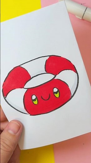 How to Draw a Kawaii Lifebuoy Step by Step