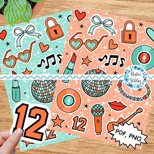 Life of a Showgirl Printable Sticker Sheet PDF PNG Swift Album Pop Star Icons