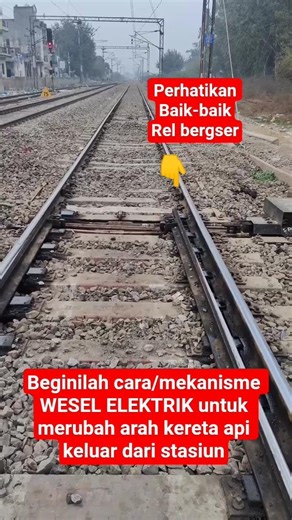 Mekanisme/cara WESEL ELEKTRIK merubah arah kereta api keluar stasiun #shorts