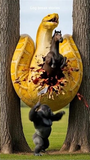 Horse vs. Python: The Ultimate Rescue#Funny#Animals#Shorts