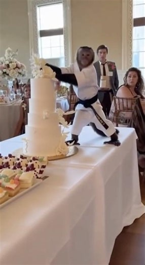 Monkey Crashes Wedding Karate Style