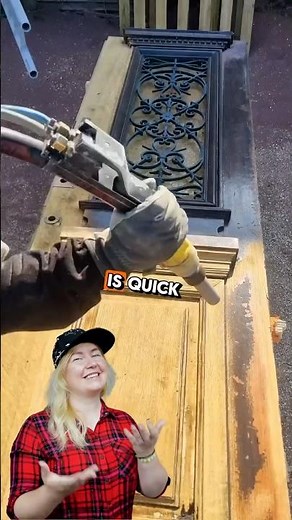 Efficient Sandblasting for Wood Door Restoration #shorts