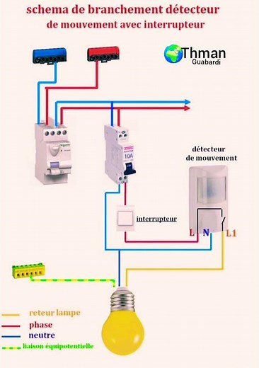 schéma de branchement détecteur mouvement avec interrupteur 2026 électricité bâtiment