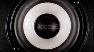 Audio Speaker Close up. Speakers making loud sound music. Close up of loud bass speaker vibration.