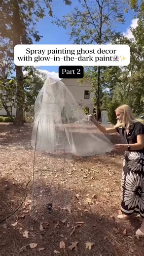 The verdict is in — our ghosts do glow in the dark. 👻✨ A little nighttime reveal of our DIY décor moment. #DemiRyan #DemiRyanHome #InteriorDesign #HalloweenDecor #DesignDetails #SpookySeason #DIYDecor #behindthedesign | Demi Ryan Home