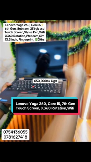 Lenovo Yoga 260 Core i5 8gb ram 256gb ssd 6th Generation Touch Screen X360 Rotation 13.3 Inch Screen Touch Pen Keyboard Backlite Fingerprint Scanner Simcard Slot Hdmi port Dp port Battery 3-4 Hrs #ugandatiktok #cheap #affordablelaptops
