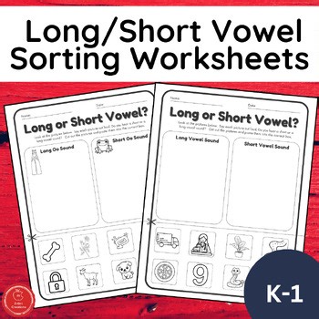 Long and Short Vowel Sounds Sorting Worksheets Cut and Paste Phonics Activity
