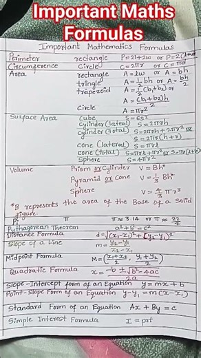 Important Maths Formulas | class 10th maths formulas | class 10 maths formulas | Maths Formulas