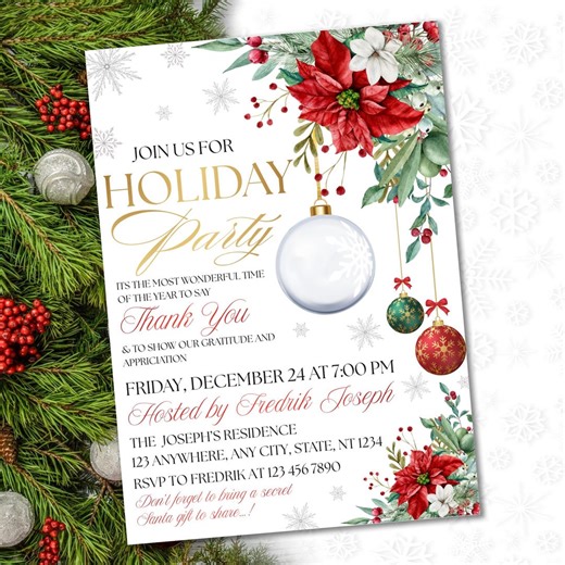 Editable Christmas Party Invitation, Company Holiday Event (canva Template) - Etsy