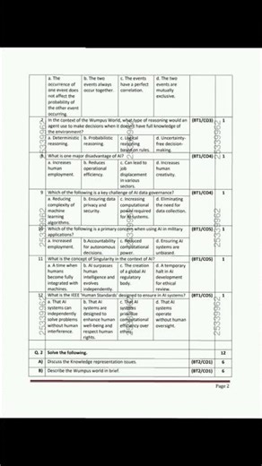 Exam question paper | Knowledge Reasoning and AI Ethics question paper | dbatu university