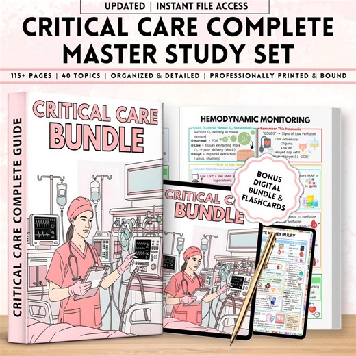 ICU Nursing Study Guide Physical Book | Critical Care Nursing Notes | 115  Page Nurse Reference | Nursing Student Gift - Etsy