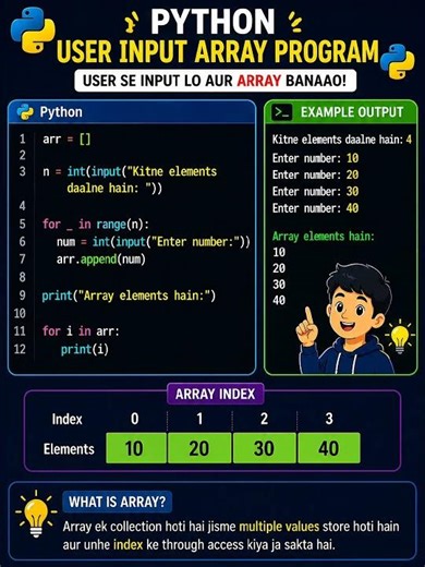 Python Array Program | User Input Array 🔥 Beginner Friendly