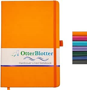 OtterBlotter Lined Journal Notebook, Medium A5 5.7 inches x 8.4 inches, 100gsm Premium Thick Paper with Inner Pocket, Notebooks for Work, Writing, Note Taking School, Soft Vegan Leather, Hardcover