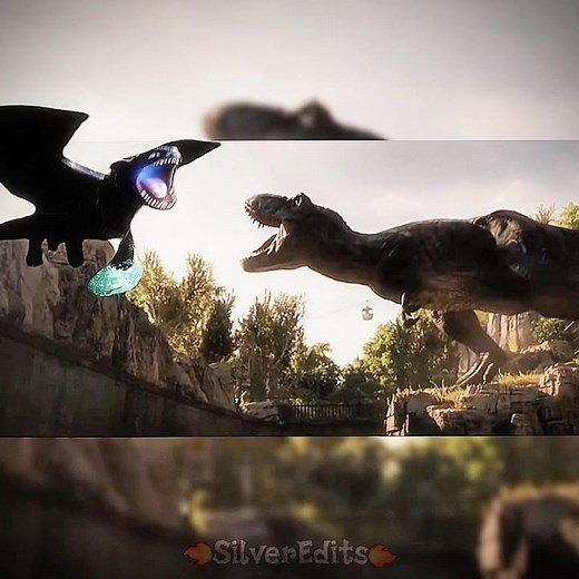Toothless and trex roaring at eachother