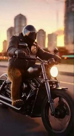 🔥 Bear Riding a Motorcycle #motorcycle #bear #animalvideos #animals #city