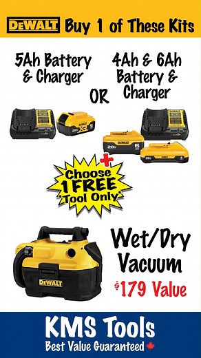 Which tool are you picking? Buy ANY of these battery & charger kits and grab a FREE DeWalt tool of your choice! https://www.kmstools.com/shop.html?tag=dewalt-buy-1-of-these-starter-kits | KMS Tools & Equipment