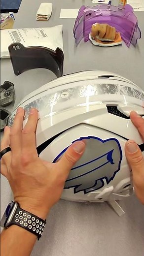 Behind The Scenes, Buffalo Bills Equipment Staff Changing Helmet Stickers! #shorts #nfl #tall