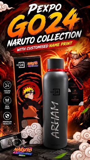 Pexpo GO24 Naruto Bottle 🔥 Custom Name Print Review | Best Anime Bottle? #Naruto #GO24 #Pexpo #uti