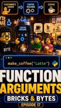 ONE MACHINE, MANY COFFEES! | Module: Function Arguments #pythontutorial #codeblocks #bricksandbytes