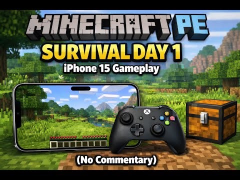 Minecraft PE Survival Day 1 Gameplay on iPhone 15 (No Commentary)