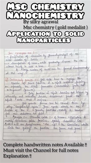 Application To Solid Nanoparticles NanoChemistry Msc Chemistry #msc #shorts #nanochemistry