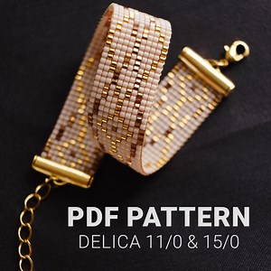 Loom Seed Bead Bracelet Pattern: Gold Beige Miyuki Delica 11/0 & 15/0 (PDF Pattern) - Etsy