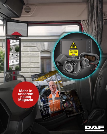 Mach den Straßenverkehr sicherer für alle: Mit den DAF DVS 2-Sätzen behalten Fahrer das Umfeld besser im Blick. Alle Infos dazu gibt’s in unserer aktuellen Ausgabe zu Sicherheit. https://dafonline.co/DVS_DE == #daf #daftrucks #safety | DAF Trucks Deutschland