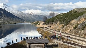 1.9K views · 2.3K reactions | White Pass 73 heading south towards the Canada/US border (White Pass) along Summit Lake on the White Pass & Yukon Route. 09/2025 | Bryan Burton Photography | Facebook