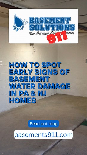 Basement leaks in PA & NJ? Musty smells, wall stains, or cracks = warning signs. Clean gutters, check grading & your sump pump. Stop the damage early! 💧 Discover more: https://basements911.com/how-to-spot-early-signs-of-basement-water-damage-in-pa-nj-homes/ #BasementLeaks #WaterDamagePrevention #PAHomes #NJHomes #SumpPump #HomeTips #HomeMaintenance | Basement Solutions