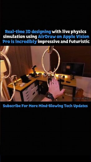 3d Physics Simulation Using AirDraw On Apple Vision Pro is insane 🔥 #applevisionpro #3dsimulation