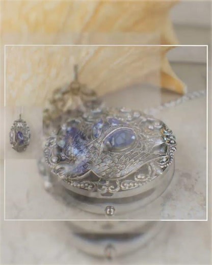 Blue Crystal Dove Music Box Locket