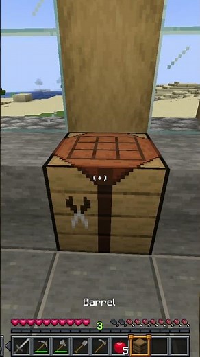 Minecraft Guide: How to craft Barrel #shortvideo