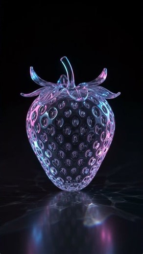 Glass strawberry slicing in half ASMR
