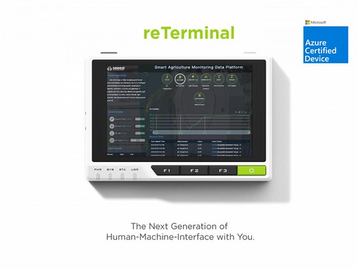 reTerminal CM4104032 - AI, IoT, IIoT Human Machine Interface, All-in-one Board, Modular Design, RPi CM4 32GB powered, IPS multi-touch screen, 2.4GHz/5GHz Wi-Fi & Bluetooth 5.0, rich interfaces