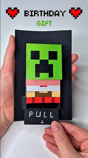 DIY MINECRAFT POP UP WATERFALL BIRTHDAY CARD 💚 Cute Gift Idea