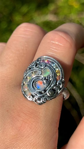 353K views · 8.1K reactions | This rainbow ring commission was a blast to put together.  . Message me to get started on a special, customized ring today. ✨ . . . #wirewrappedring #opalring #sapphirering #uniquering #handcraftedring | Autumn Pridgen | Facebook