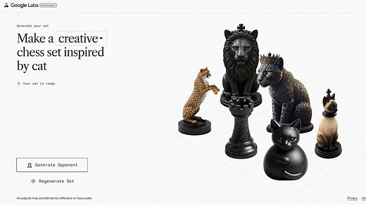 'GenChess' is a website that allows you to generate original chess pieces using Google's generative AI 'Gemini' and 'Imagen 3'