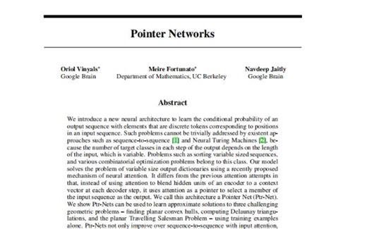 Pointer Networks: Learning Sequences as Pointers to Inputs
