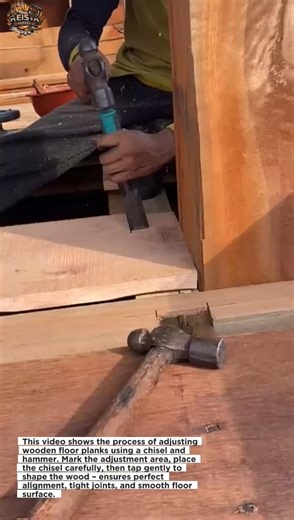 Adjusting Wooden Floor Planks with Chisel and Hammer | Accurate Carpentry Work