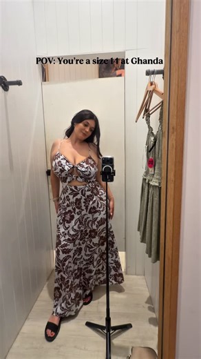 Xanthia Efthymiou on Instagram: "Raise your hand if you have ever been personally victimised by Ghandas small sizing range 😩😭🙋🏻‍♀️ but seriously tho, so so much potential if they just extended it a little bit, their clothes are so cute and so many flowy fun dresses that I think sizes 14+ would also love to wear 🥹 are there any alternative stores that sell a similar style to this?? Comment below pleaseeee #tryon #changeroomdiaries #size14"