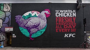 Feast your eyes on our strutting chicken. 🎨🐓 We challenged a team of street artists to create freshly prepared chickens by hand every day, for seven days – just like in our restaurants. | KFC
