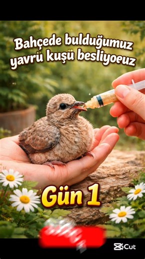 Bahçede bulduğumuz kuşu besliyoruz gün 1🐦Kanalıma abone olup videoyu beğenebilirsiniz😊