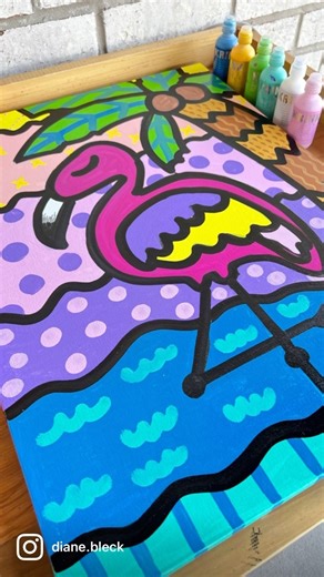 Timelapse Flamingo Pop Art Painting by Diane Bleck