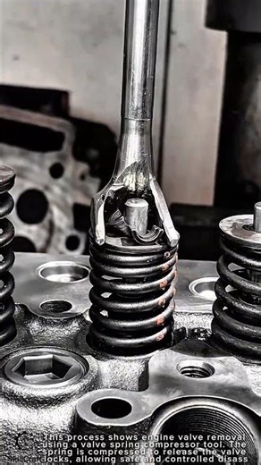 Engine Valve Removal Process Work Tool with Spring Compressor #worktool