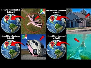 I Found Pink Rabbit & Spider Car & beetle car & Giant mermaid In Real On Google Earth#viralvideo