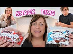 Family Snack Time Routine with Stuffed Puffs!